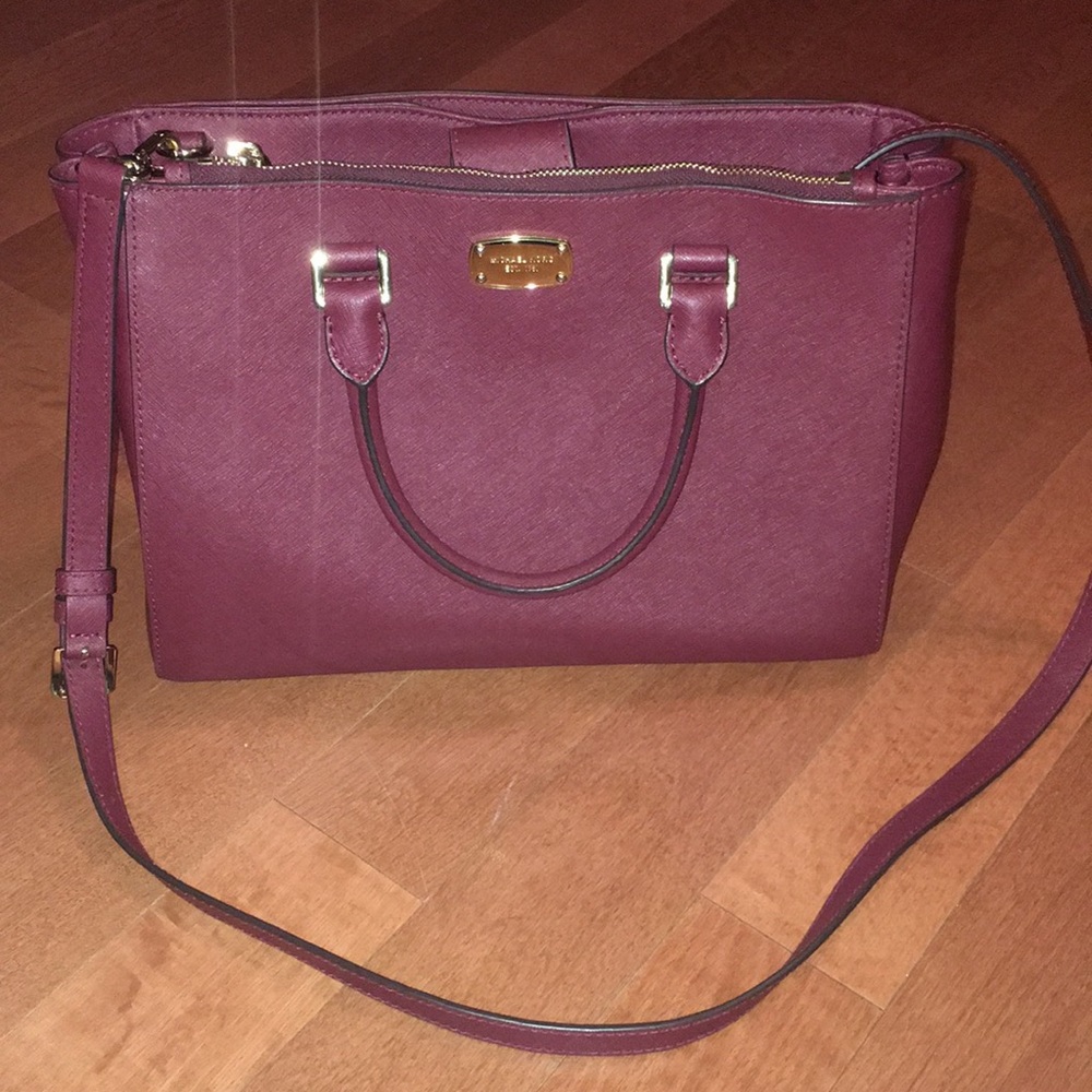 Michael kors plum satchel Saffiano leather